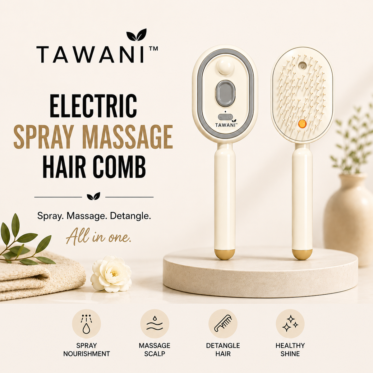 TAWANI Electric Spray Massage Hair Comb