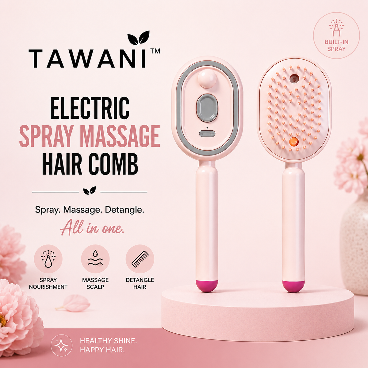 TAWANI Electric Spray Massage Hair Comb