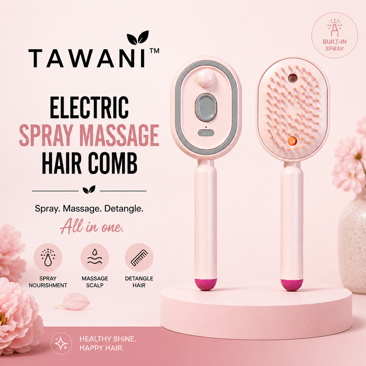 TAWANI Electric Spray Massage Hair Comb